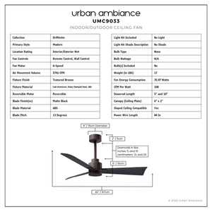 Urban Ambiance - Ceiling Fan - UMC9033 Modern Indoor/Outdoor Ceiling Fan, 8