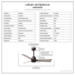 Urban Ambiance - Ceiling Fan - UMC9036 Industrial Indoor/Outdoor Ceiling Fan, 8