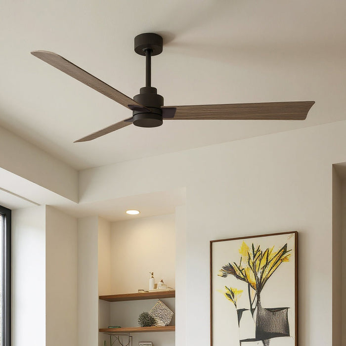 UMC9037 Modern Indoor/Outdoor Ceiling Fan, 8" (Plus Downrod) H x 56" W x 56" D, Textured Bronze Finish, Drifthelm Collection