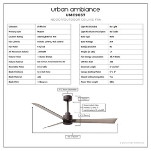 Urban Ambiance - Ceiling Fan - UMC9037 Modern Indoor/Outdoor Ceiling Fan, 8