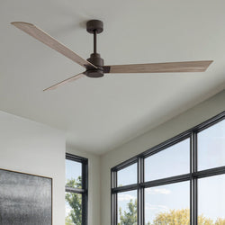 Urban Ambiance - Ceiling Fan - UMC9038 Modern Indoor/Outdoor Ceiling Fan, 8" (Plus Downrod) H x 72" W x 72" D, Textured Bronze Finish, Drifthelm Collection - 