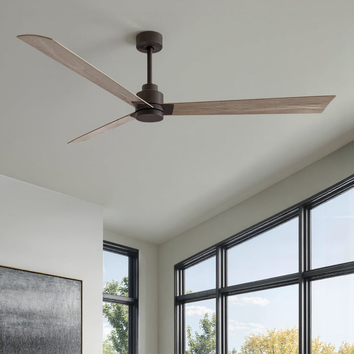 UMC9038 Modern Indoor/Outdoor Ceiling Fan, 8" (Plus Downrod) H x 72" W x 72" D, Textured Bronze Finish, Drifthelm Collection