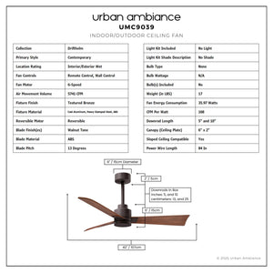 Urban Ambiance - Ceiling Fan - UMC9039 Contemporary Indoor/Outdoor Ceiling Fan, 8