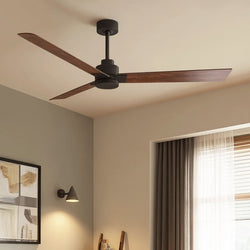 Urban Ambiance - Ceiling Fan - UMC9040 Scandinavian Indoor/Outdoor Ceiling Fan, 8" (Plus Downrod) H x 56" W x 56" D, Textured Bronze Finish, Drifthelm Collection - 