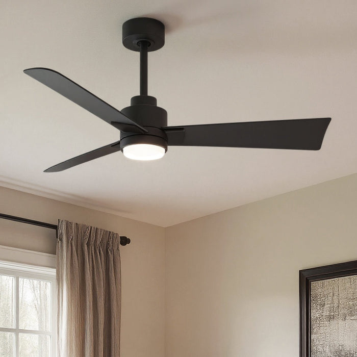 UMC9042 Modern Indoor/Outdoor Ceiling Fan, 8" (Plus Downrod) H x 42" W x 42" D, Matte Black Finish, Drifthelm Collection