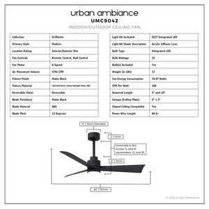 Urban Ambiance - Ceiling Fan - UMC9042 Modern Indoor/Outdoor Ceiling Fan, 8