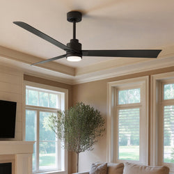 Urban Ambiance - Ceiling Fan - UMC9043 Modern Indoor/Outdoor Ceiling Fan, 8" (Plus Downrod) H x 56" W x 56" D, Matte Black Finish, Drifthelm Collection - 