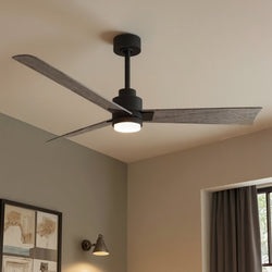 Urban Ambiance - Ceiling Fan - UMC9044 Industrial Indoor/Outdoor Ceiling Fan, 8" (Plus Downrod) H x 56" W x 56" D, Matte Black Finish, Drifthelm Collection - 