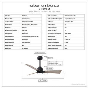 Urban Ambiance - Ceiling Fan - UMC9045 Contemporary Indoor/Outdoor Ceiling Fan, 8