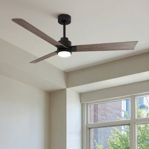 Urban Ambiance - Ceiling Fan - UMC9046 Scandinavian Indoor/Outdoor Ceiling Fan, 8" (Plus Downrod) H x 56" W x 56" D, Matte Black Finish, Drifthelm Collection - 