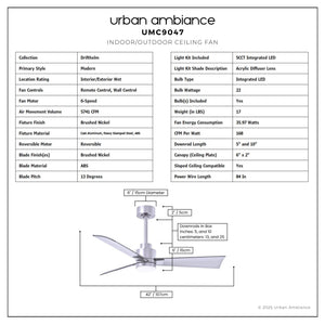 Urban Ambiance - Ceiling Fan - UMC9047 Modern Indoor/Outdoor Ceiling Fan, 8