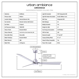 Urban Ambiance - Ceiling Fan - UMC9048 Modern Indoor/Outdoor Ceiling Fan, 8