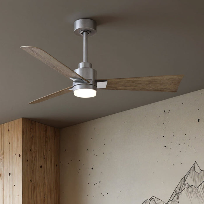 UMC9049 Contemporary Indoor/Outdoor Ceiling Fan, 8" (Plus Downrod) H x 42" W x 42" D, Brushed Nickel Finish, Drifthelm Collection