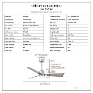 Urban Ambiance - Ceiling Fan - UMC9049 Contemporary Indoor/Outdoor Ceiling Fan, 8