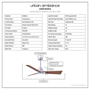 Urban Ambiance - Ceiling Fan - UMC9052 Contemporary Indoor/Outdoor Ceiling Fan, 8