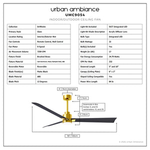 Urban Ambiance - Ceiling Fan - UMC9054 Glam Indoor/Outdoor Ceiling Fan, 8