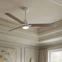 Urban Ambiance - Ceiling Fan - UMC9057 Minimalist Indoor/Outdoor Ceiling Fan, 8" (Plus Downrod) H x 56" W x 56" D, Matte White Finish, Drifthelm Collection - 