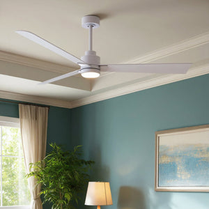 Urban Ambiance - Ceiling Fan - UMC9058 Modern Indoor/Outdoor Ceiling Fan, 8" (Plus Downrod) H x 56" W x 56" D, Matte White Finish, Drifthelm Collection - 