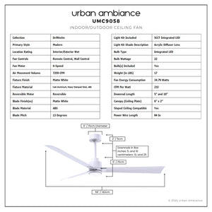 Urban Ambiance - Ceiling Fan - UMC9058 Modern Indoor/Outdoor Ceiling Fan, 8