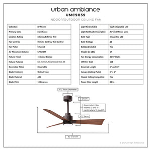 Urban Ambiance - Ceiling Fan - UMC9059 Farmhouse Indoor/Outdoor Ceiling Fan, 8