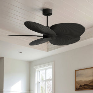 Urban Ambiance - Ceiling Fan - UMC9070 Natural Indoor/Outdoor Ceiling Fan, 8" (Plus Downrod) H x 48" W x 48" D, Matte Black Finish, Pelmere Collection - 