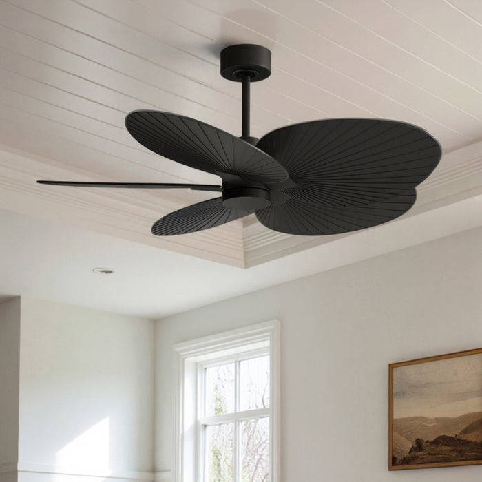 UMC9070 Natural Indoor/Outdoor Ceiling Fan, 8" (Plus Downrod) H x 48" W x 48" D, Matte Black Finish, Pelmere Collection