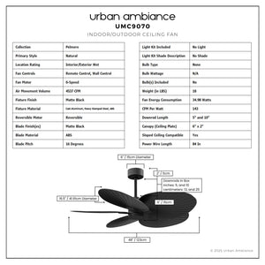 Urban Ambiance - Ceiling Fan - UMC9070 Natural Indoor/Outdoor Ceiling Fan, 8