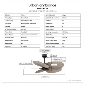 Urban Ambiance - Ceiling Fan - UMC9071 Modern Rustic Indoor/Outdoor Ceiling Fan, 8