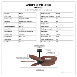 Urban Ambiance - Ceiling Fan - UMC9072 Natural Indoor/Outdoor Ceiling Fan, 8