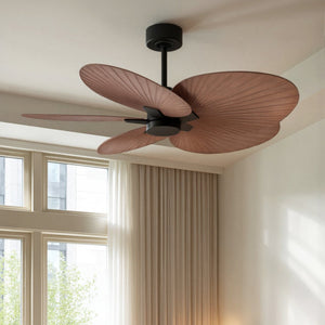 Urban Ambiance - Ceiling Fan - UMC9072 Natural Indoor/Outdoor Ceiling Fan, 8" (Plus Downrod) H x 48" W x 48" D, Matte Black Finish, Pelmere Collection - 