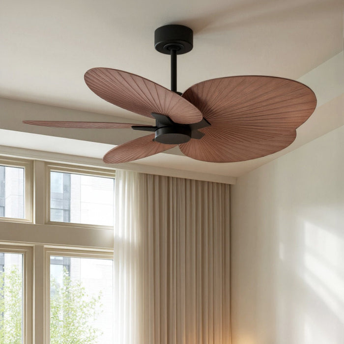 UMC9072 Natural Indoor/Outdoor Ceiling Fan, 8" (Plus Downrod) H x 48" W x 48" D, Matte Black Finish, Pelmere Collection