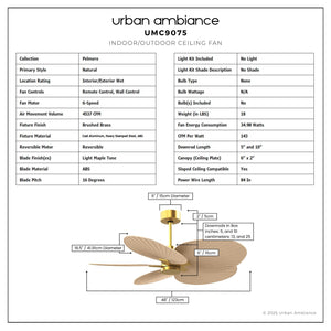 Urban Ambiance - Ceiling Fan - UMC9075 Natural Indoor/Outdoor Ceiling Fan, 8