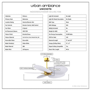 Urban Ambiance - Ceiling Fan - UMC9076 Bohemian Indoor/Outdoor Ceiling Fan, 8