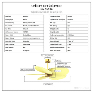 Urban Ambiance - Ceiling Fan - UMC9078 Natural Indoor/Outdoor Ceiling Fan, 8