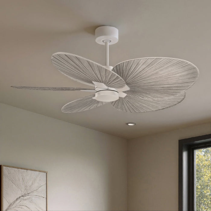 UMC9079 Bohemian Indoor/Outdoor Ceiling Fan, 8" (Plus Downrod) H x 48" W x 48" D, Matte White Finish, Pelmere Collection