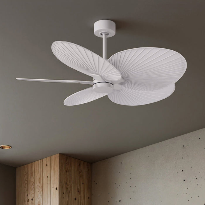 UMC9082 Scandinavian Indoor/Outdoor Ceiling Fan, 8" (Plus Downrod) H x 48" W x 48" D, Matte White Finish, Pelmere Collection