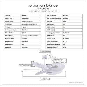 Urban Ambiance - Ceiling Fan - UMC9082 Scandinavian Indoor/Outdoor Ceiling Fan, 8