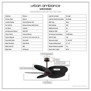 Urban Ambiance - Ceiling Fan - UMC9083 Natural Indoor/Outdoor Ceiling Fan, 8