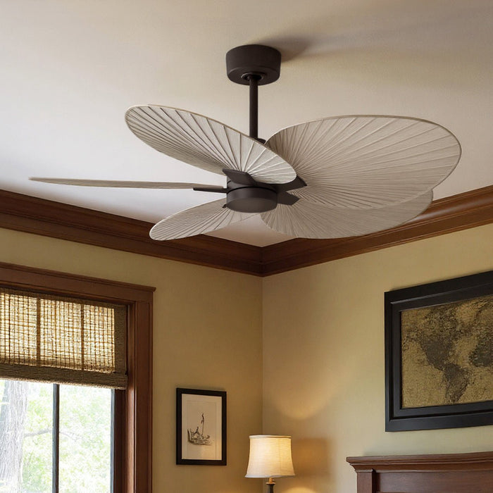 UMC9084 Farmhouse Indoor/Outdoor Ceiling Fan, 8" (Plus Downrod) H x 48" W x 48" D, Textured Bronze Finish, Pelmere Collection