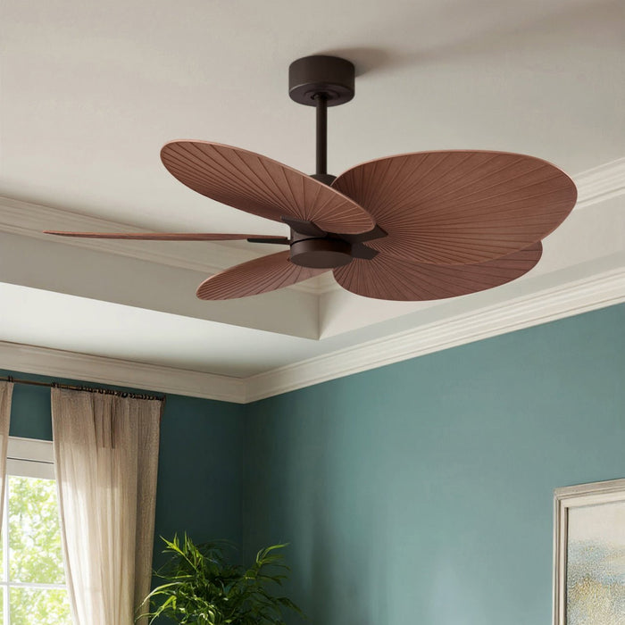 UMC9085 Natural Indoor/Outdoor Ceiling Fan, 8" (Plus Downrod) H x 48" W x 48" D, Textured Bronze Finish, Pelmere Collection