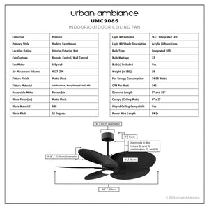 Urban Ambiance - Ceiling Fan - UMC9086 Modern Farmhouse Indoor/Outdoor Ceiling Fan, 8
