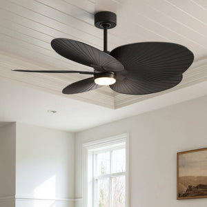 Urban Ambiance - Ceiling Fan - UMC9086 Modern Farmhouse Indoor/Outdoor Ceiling Fan, 8" (Plus Downrod) H x 48" W x 48" D, Matte Black Finish, Pelmere Collection - 