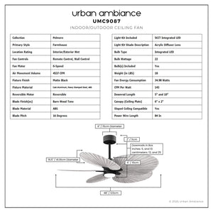 Urban Ambiance - Ceiling Fan - UMC9087 Farmhouse Indoor/Outdoor Ceiling Fan, 8