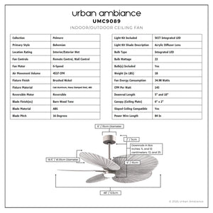 Urban Ambiance - Ceiling Fan - UMC9089 Bohemian Indoor/Outdoor Ceiling Fan, 8