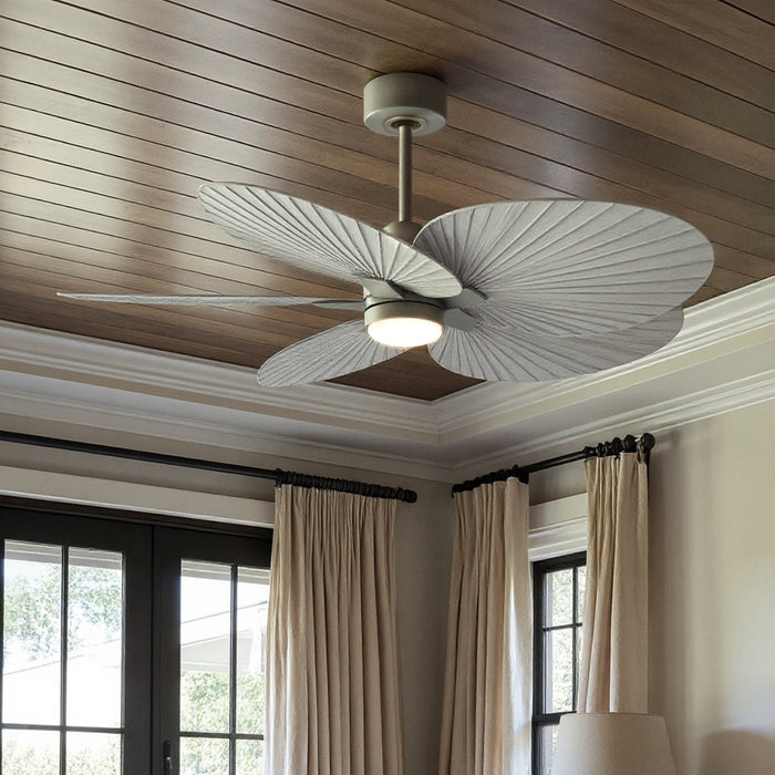 UMC9089 Bohemian Indoor/Outdoor Ceiling Fan, 8" (Plus Downrod) H x 48" W x 48" D, Brushed Nickel Finish, Pelmere Collection