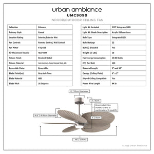 Urban Ambiance - Ceiling Fan - UMC9090 Casual Indoor/Outdoor Ceiling Fan, 8