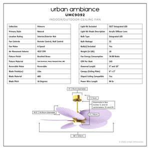 Urban Ambiance - Ceiling Fan - UMC9092 Natural Indoor/Outdoor Ceiling Fan, 8