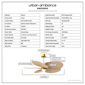 Urban Ambiance - Ceiling Fan - UMC9093 Casual Indoor/Outdoor Ceiling Fan, 8