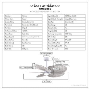 Urban Ambiance - Ceiling Fan - UMC9095 Natural Indoor/Outdoor Ceiling Fan, 8