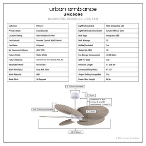 Urban Ambiance - Ceiling Fan - UMC9096 Scandinavian Indoor/Outdoor Ceiling Fan, 8